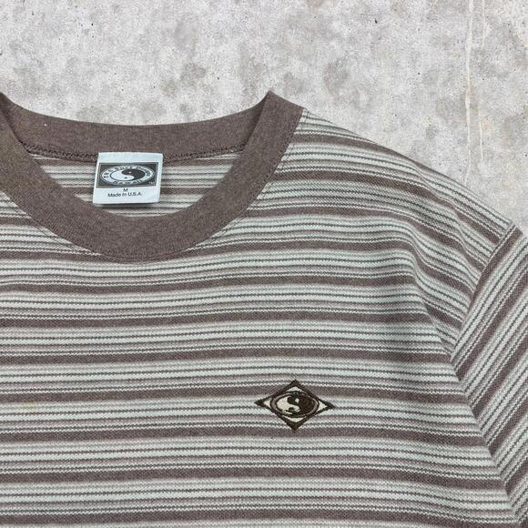 90's T&C Surf Designs Striped Textured Surf T-Shirt - Picture 3 of 4